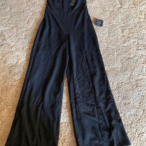 Lulus One Shoulder Black Wide Leg Jumpsuit Size L